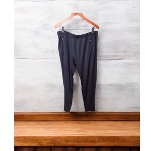 Lacoste Men Navy Blue Activewear Pants with Side Zipper Pockets Size 8